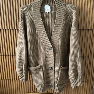 Anthropologie Raga Heather Oversized Cable Cardigan Sweater